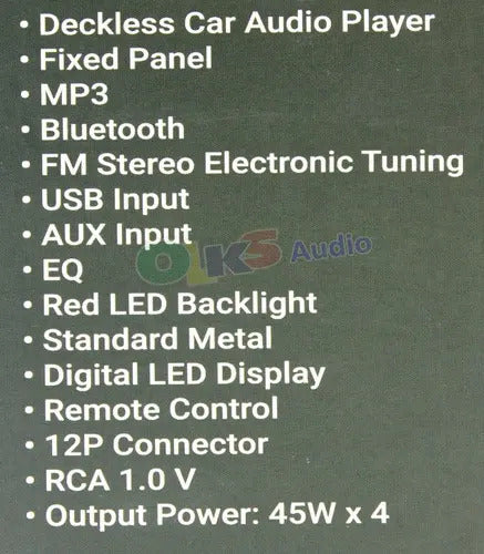 Autoestereo Fm Mp3 Usb Aux Bt Control 2 Rca Atomic Silver300