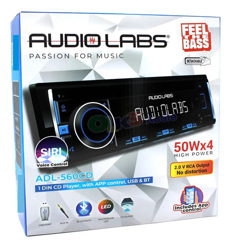 Autoestereo Cd Am Fm Bt Siri App 4rca 2v Audiolabs Adl-560cd