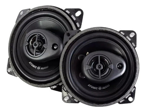 Bocinas Coaxiales 4 PLG Atomic Audio Iron4 500w Max 3 Vias Color Negro