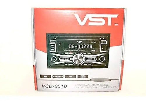 Autoestéreo Doble Din Bluetooth Usb Sd Aux Vst Vcd-651b Control Negro