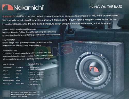 Subwoofer Activo Bafle De 10  150 Watts Rms Nakamichi Nbx25m