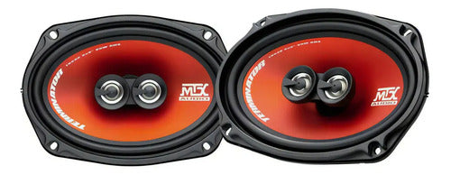 Bocinas 6x9 Triaxiales 3 Vias 320 Watts Mtx Terminator Tr69c Color Negro Con Rojo Naranja
