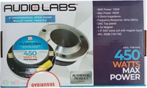 Par Tweeter Bala 4 PuLG. Open Show 300w Audio Labs Adl-tw1os Color Cromo Con Negro