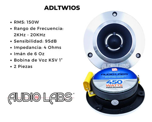 Par Tweeter Bala 4 PuLG. Open Show 300w Audio Labs Adl-tw1os Color Cromo Con Negro
