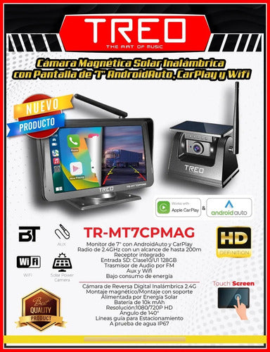 Cámara Solar Inalámbrica Y Monitor 7'' Wifi Treo Tr-mt7cpmag