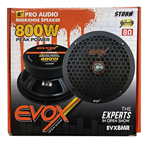 2 Medios Rangos 8'' Led Azul 400w Rms Open Show Evox Evx8led