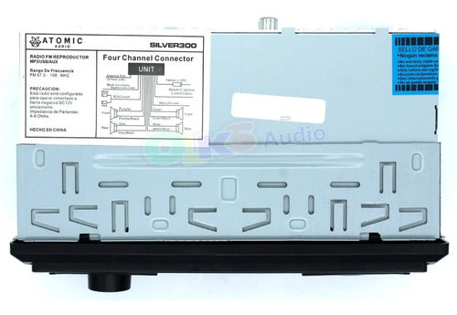 Autoestereo Fm Mp3 Usb Aux Bt Control 2 Rca Atomic Silver300