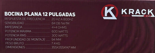 2 Subwoofer Plano De 12´´ 300w Rms 4+4 Ohm Krack Kws-12800xp