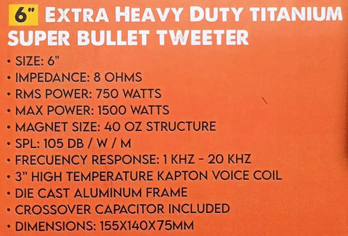 Super Tweeter Bala 6  Open Show 750w Rms Evox Evx6master