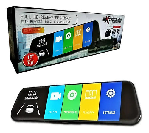 Retrovisor Dvr C Cámara Frontal Y Trasera Extreme Ex-rthd102
