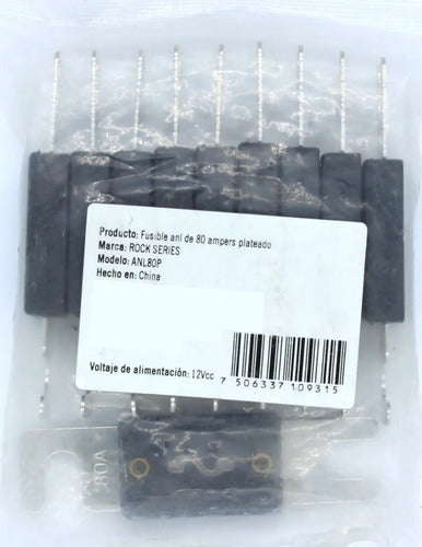 Paquete 10 Fusibles Anl 80amp. Negro Rockseries Anl80p