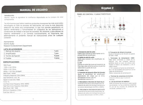 Amplificador 2 Canales Clase A/b 400w. Rms Atomic Krypton2