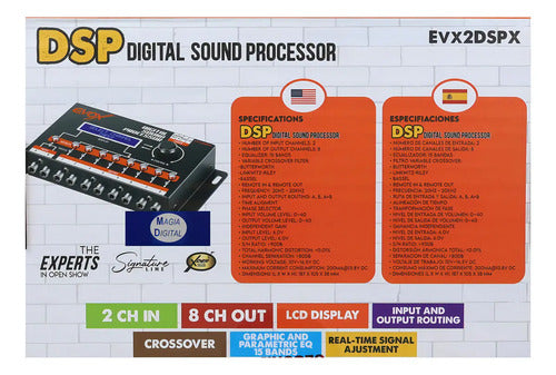 Procesador Digital 15 Bandas 8rca 6v Crossover Evox Evx2dspx