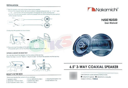 Par De Bocinas 6.5 3 Vias 360 Watts 55 Rms Nakamichi Nse1658