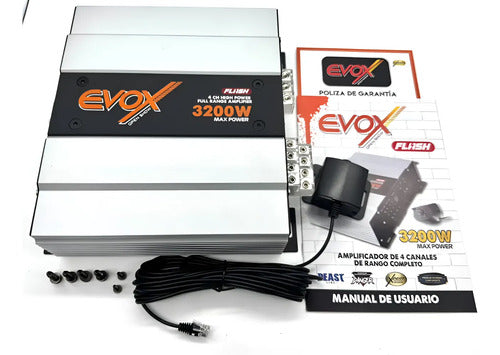 Amplificador Full Range 4 Canales Evox Flash 3200w Gris